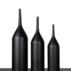 Three black ceramic decorative vases of different heights in a line from Mulberry Home India