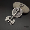 Minos, large earring with a round shield and double headed axe. small hoop