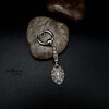 Rain Forest Shield earring, small tribal style detailed pendant with stainless steel small hoop