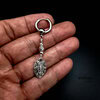 Rain Forest Shield earring, small tribal style detailed pendant with stainless steel small hoop