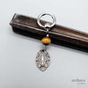 Tigers eye shield earring, small tribal shield and yellow brown tigers eye gemstone with small hoop