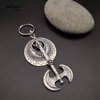Minos, large earring with a round shield and double headed axe. Large hoop