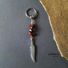 Boho earring,tribal earring,obsidian feather earring