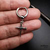 Crossed nails earring, a cross with big stainless steel hoop