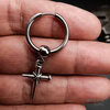 Crossed Nails earring, a cross with big stainless steel hoop