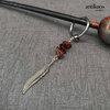 Boho earring,tribal earring,obsidian feather earring