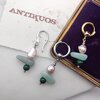 pearl and gemstones green earring