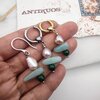 pearl and gemstones green earring