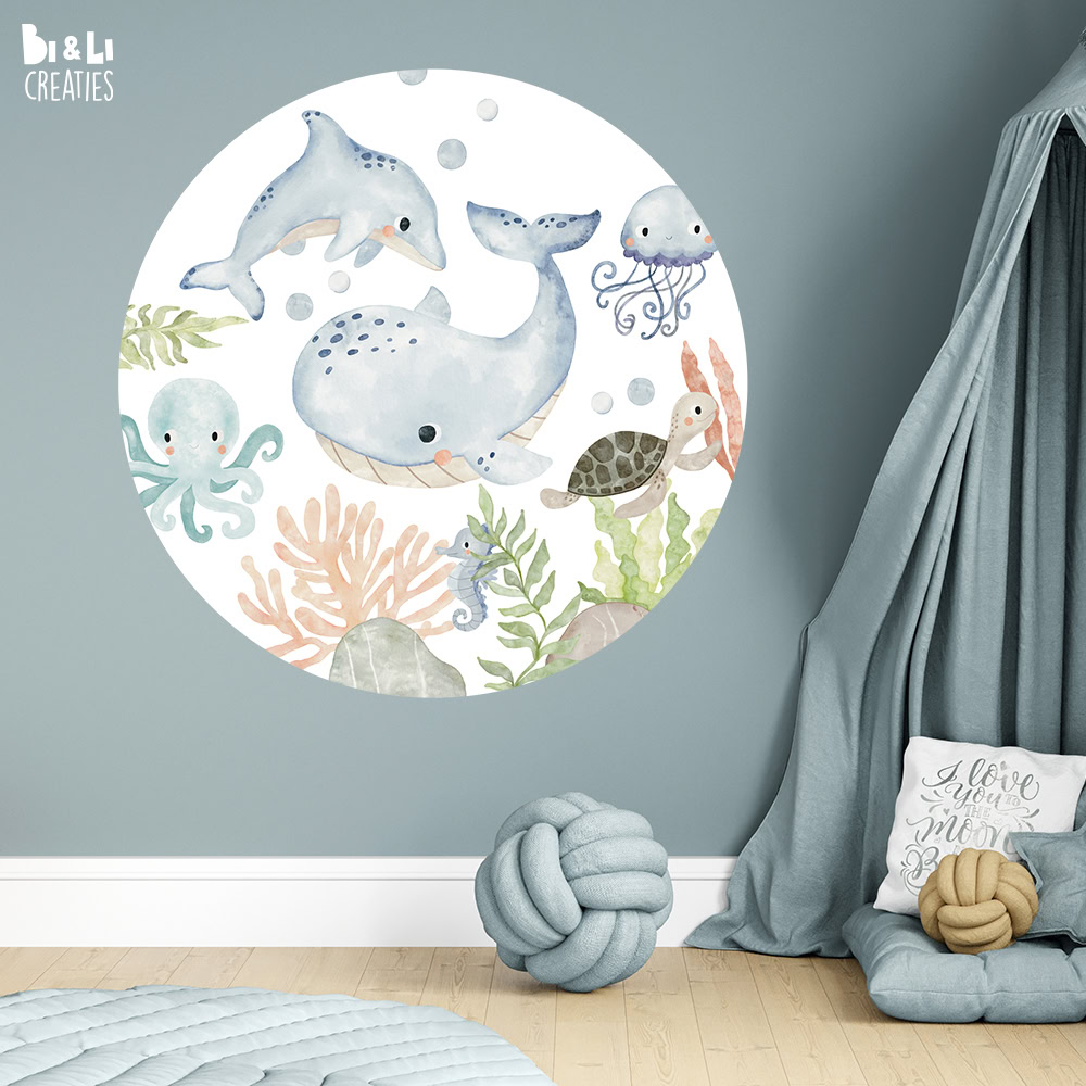Muurcirkel kinderkamer zeedieren