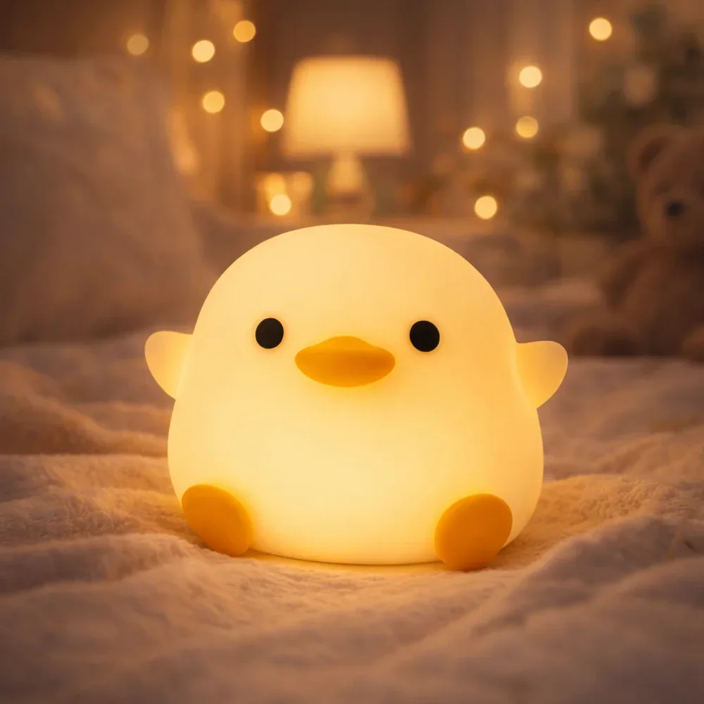 Kačka LED nočná lampa silikónová večerná atmosféra