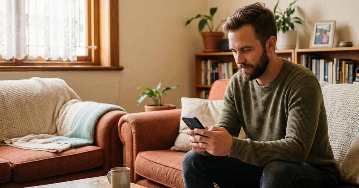 Man in South Africa applying for a Boodle loan on his phone at home