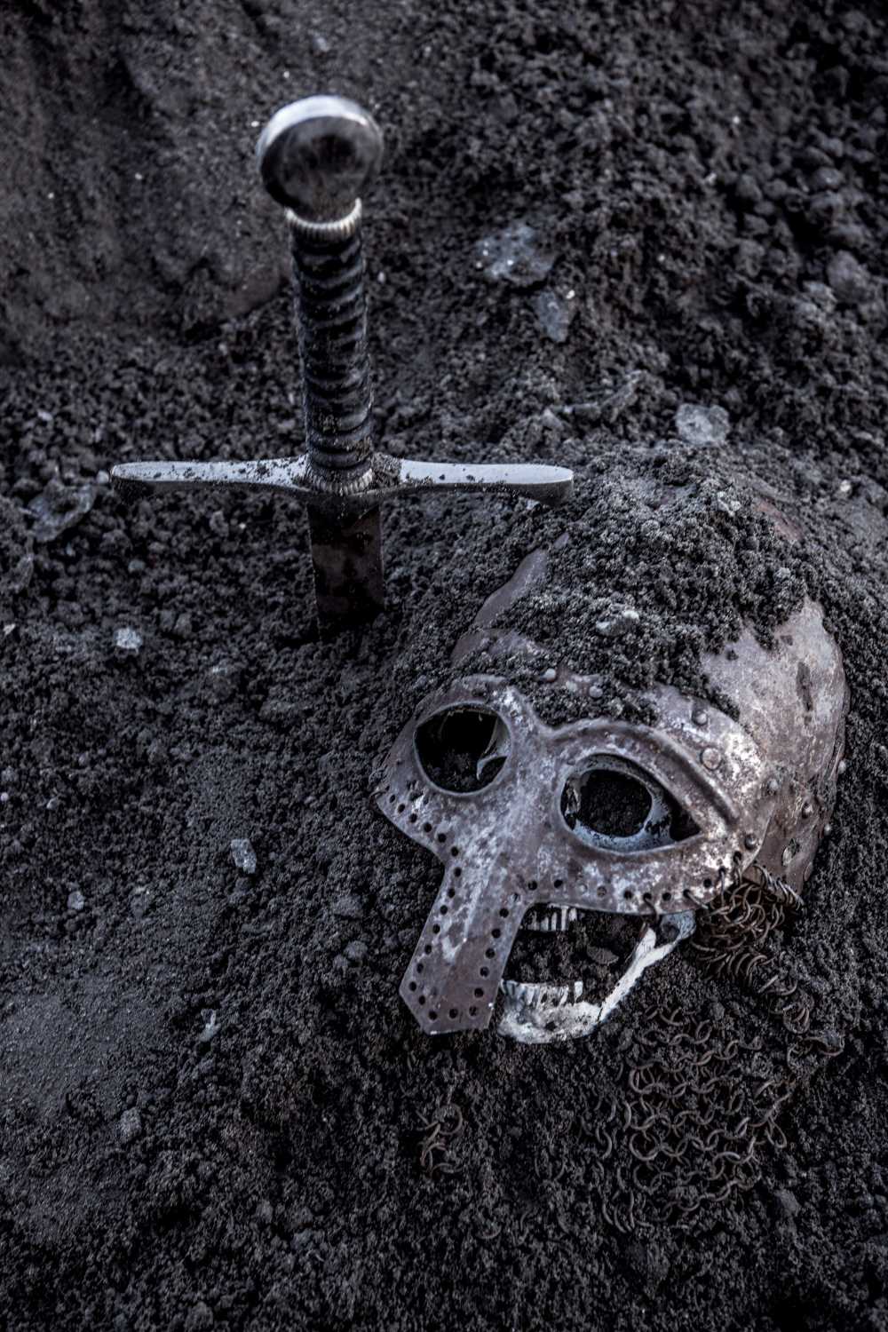 Viking helmet and sword. viking sites