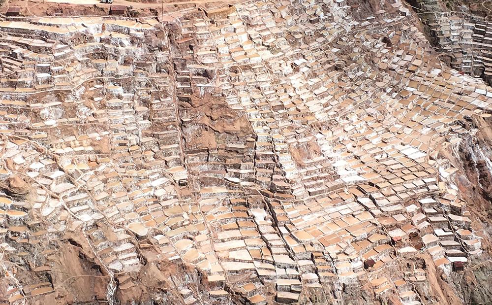 this is the Maras salt mines view from the entrance at the top