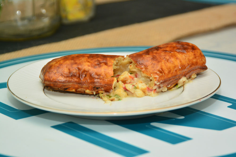 Chicken Jalapeno & Cheese with a pretzel bread crust