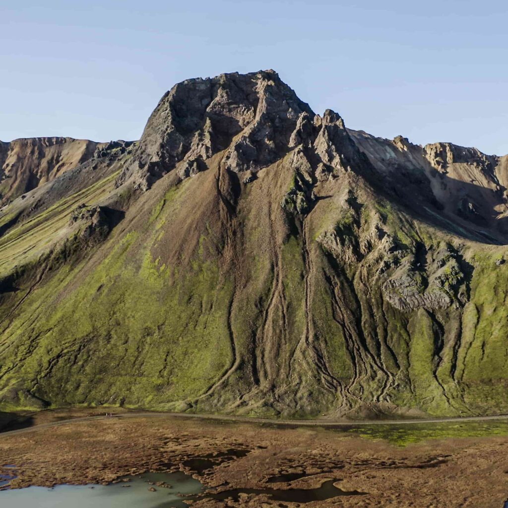 A photograph of a luscious mountain