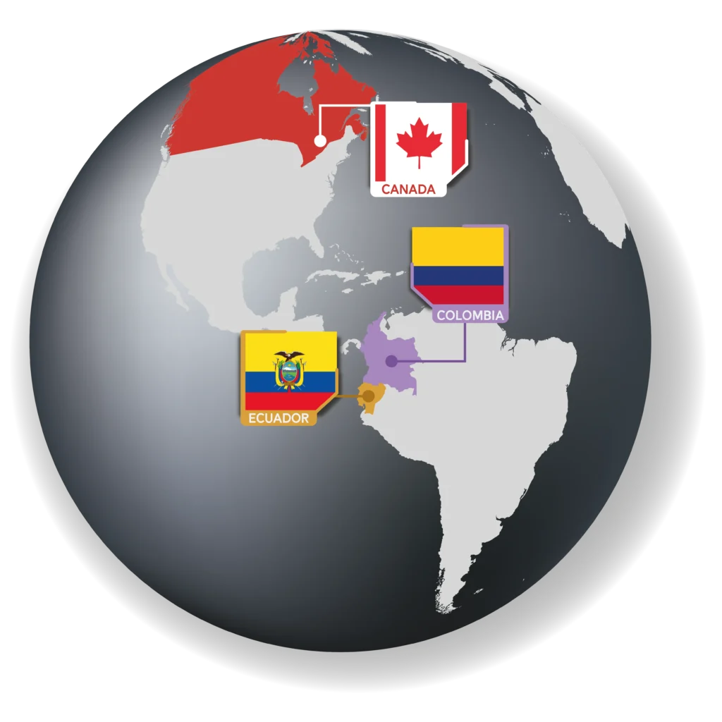 Oficinas de Pegaso Solutions en Ecuador, Colombia y Canadá
