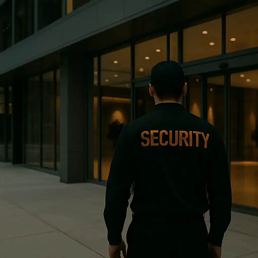 Corporate security guards monitoring access control at a office in North Sydney.