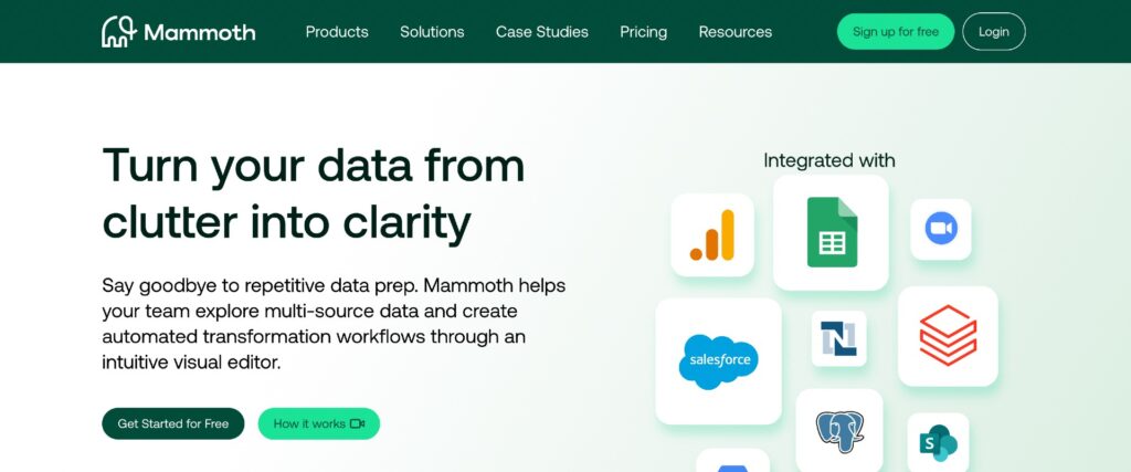 Data preparation tools: Mammoth Analytics