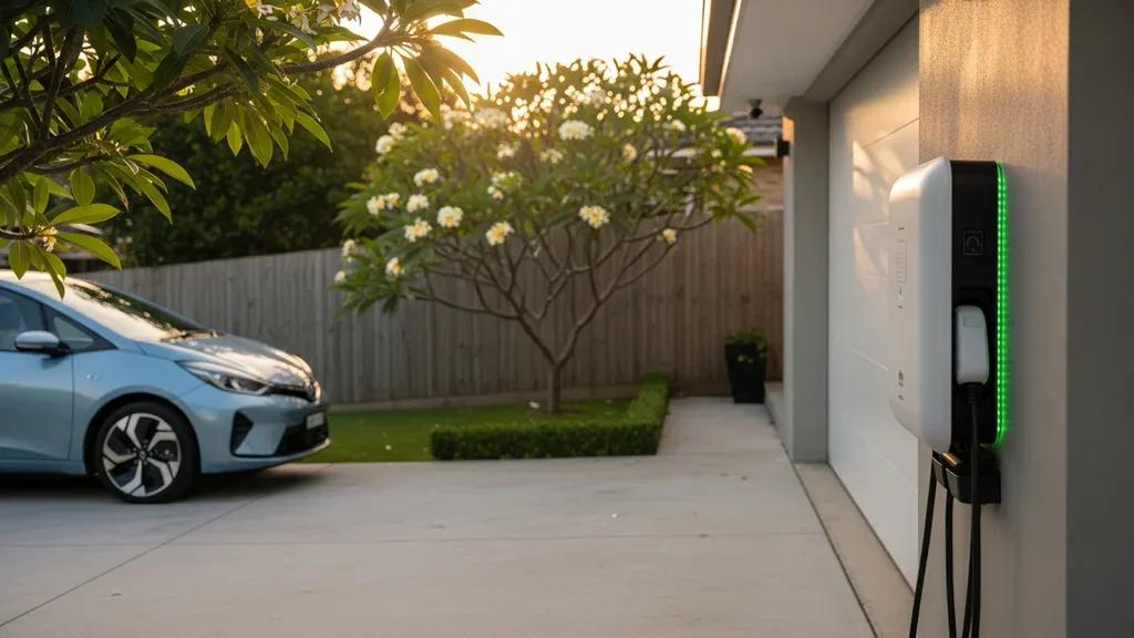 EV charger installed at a Sydney rental property by SRS Services.