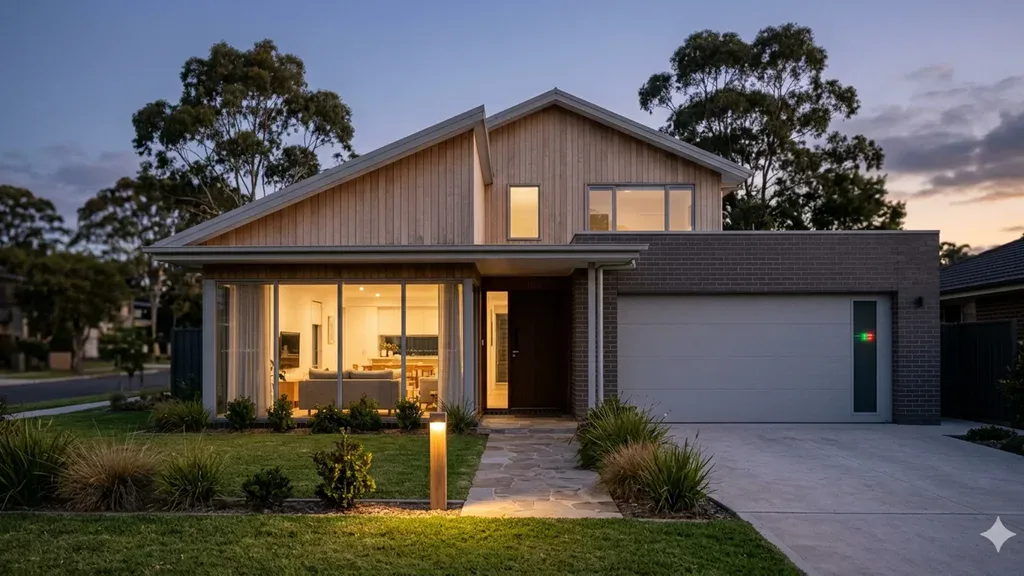Sydney home at dusk with alarm system indicator visible — insurance discount article.
