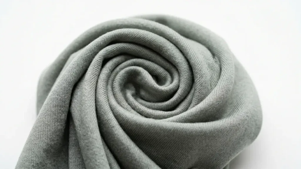 Close up of modal spandex fabric texture showing premium quality