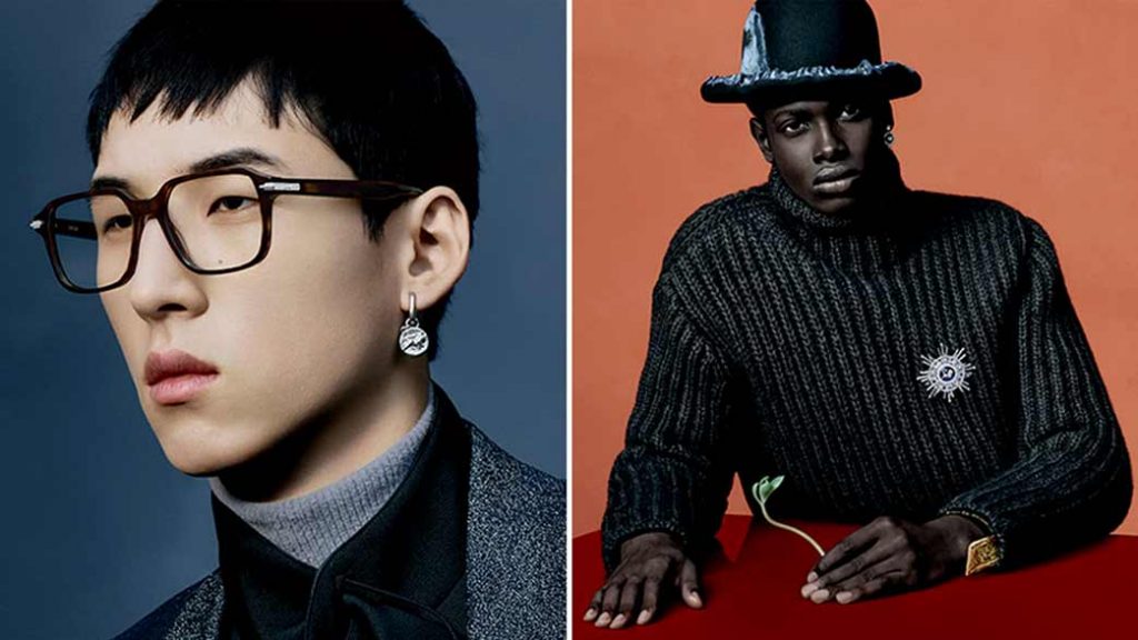 Examples of earrings modelled by men