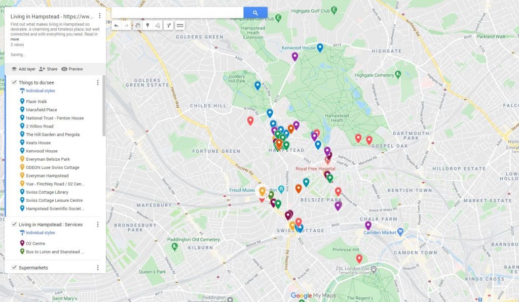 Living in Hampstead Map
