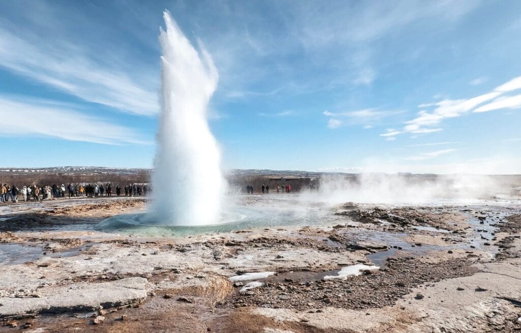 The stunning Geysir erupting in Iceland