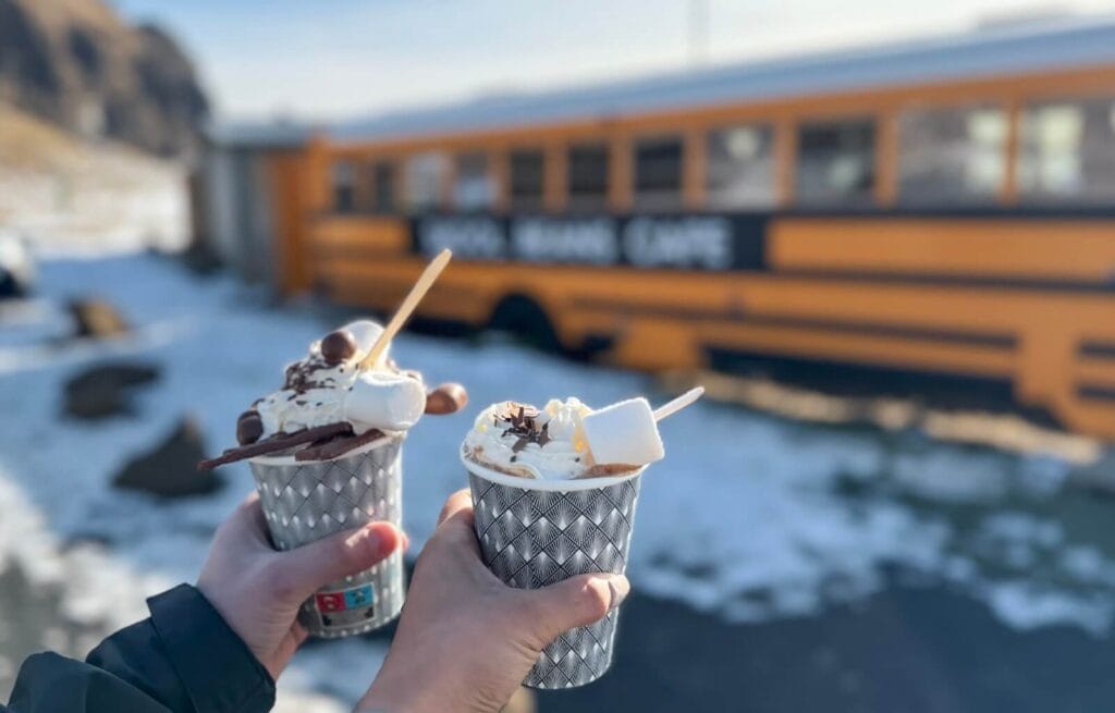 Our delicious drinks from Skool Beans Cafe in Vik