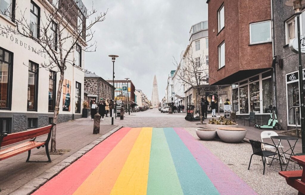 The beautiful rainbow street in Iceland