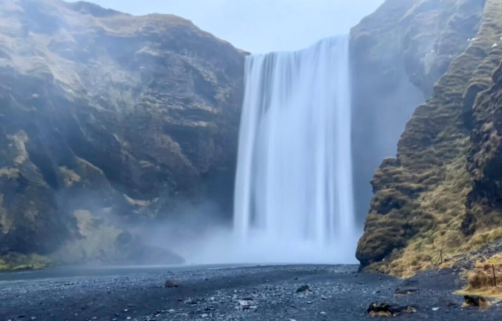 Skogafoss waterfall in December as a comparison