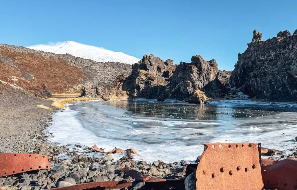 Djúpalónssandur Black Beach and the trawler that's washed up there