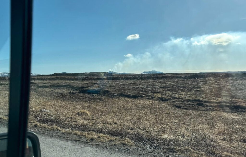 Looking out the window when driving in Iceland