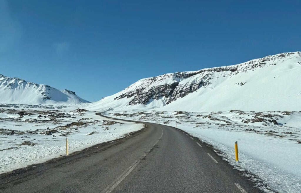 Driving through Iceland in March