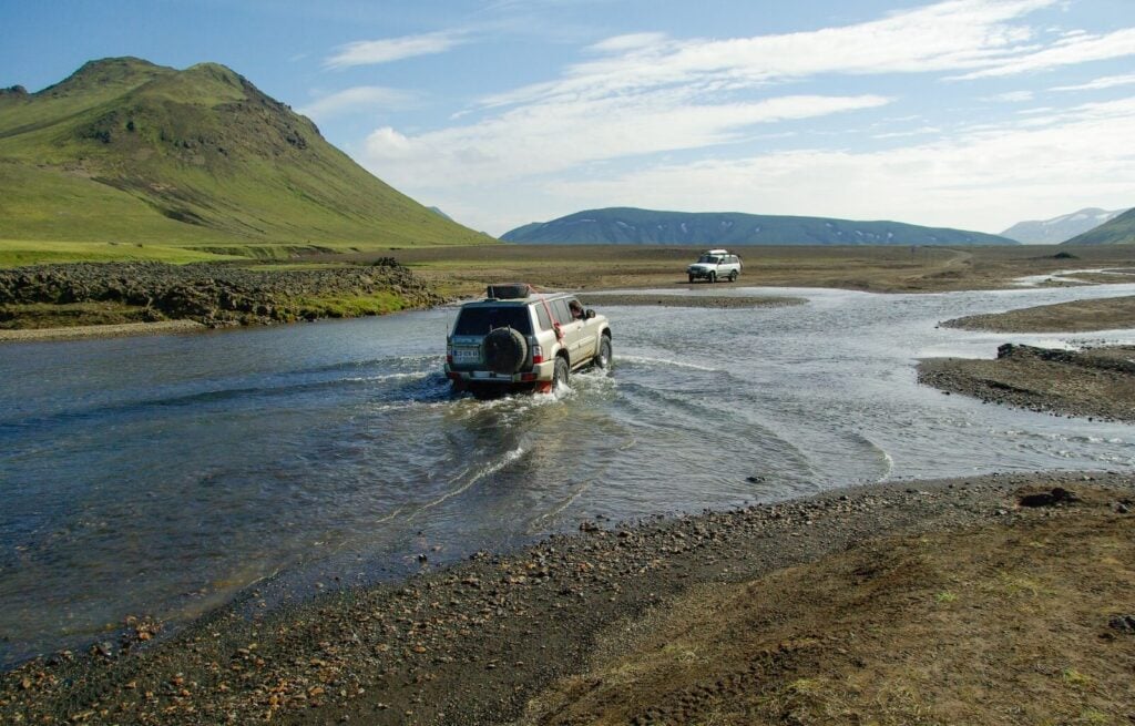 A river crossing in Iceland - you need a 4x4 to do this