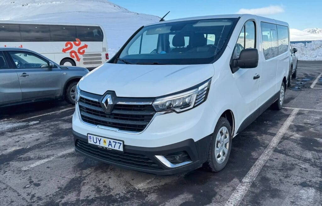 The hire car we chose for a family of 6 driving around Iceland in April