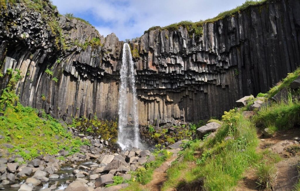 The impressive Svartifoss waterfall in iceland