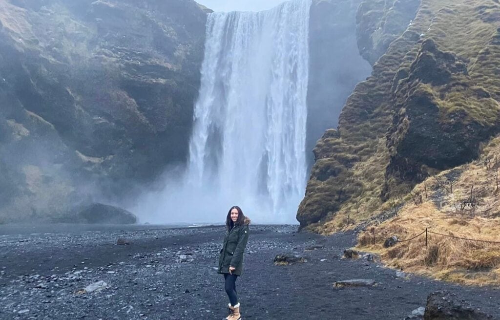 Skogafoss waterfall in December