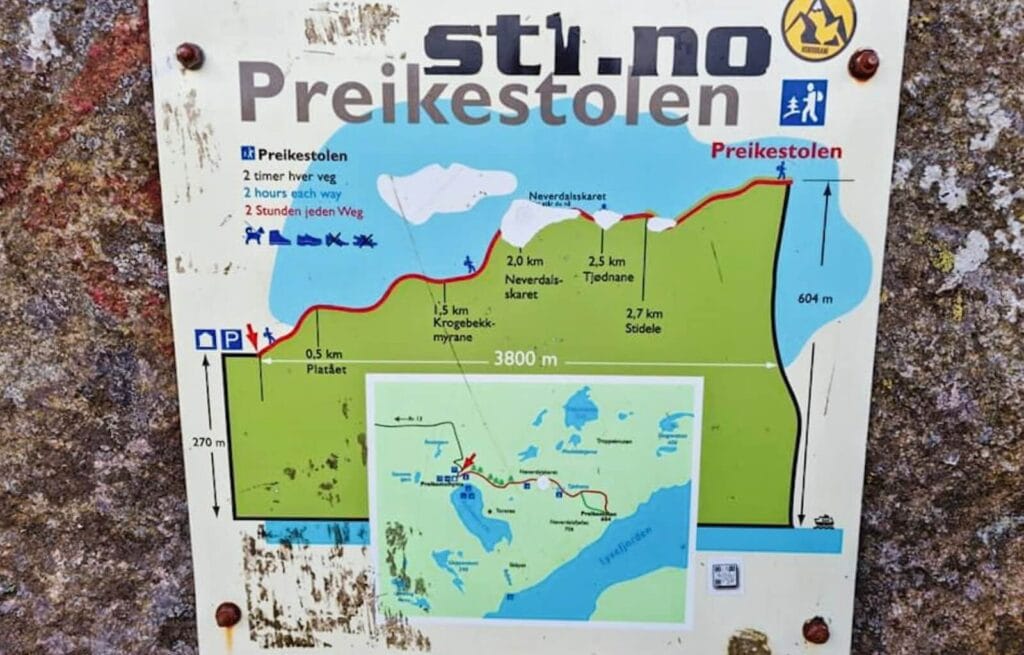 The elevation profile map at the start of the trail