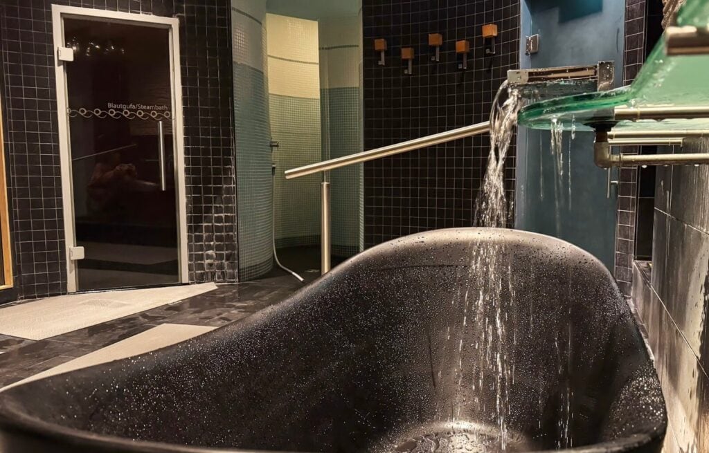 The cold plunge in the spa