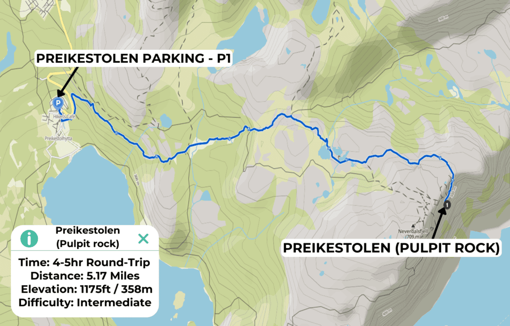 Our map showing the hiking route