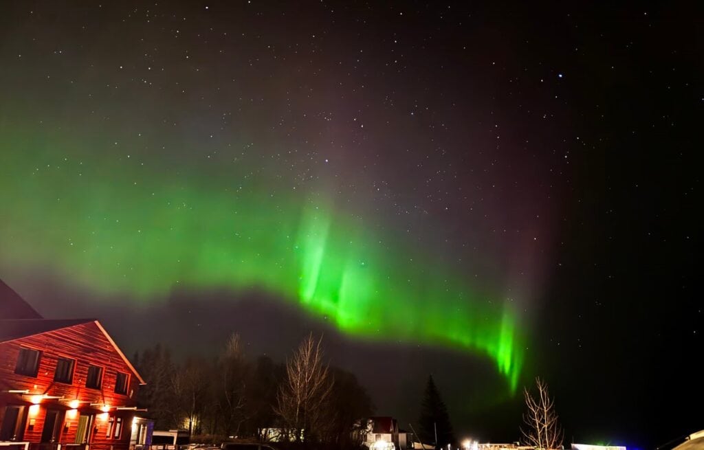 The Northern Lights from our hotel on the south coast