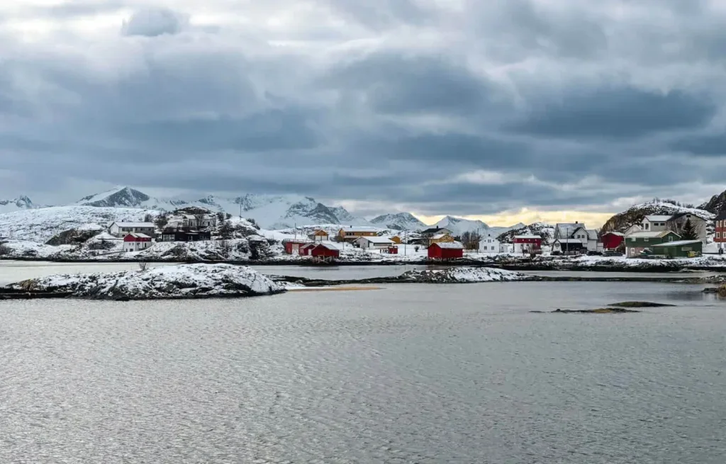 The view out on the deck of the Sommaroy Arctic Hotel