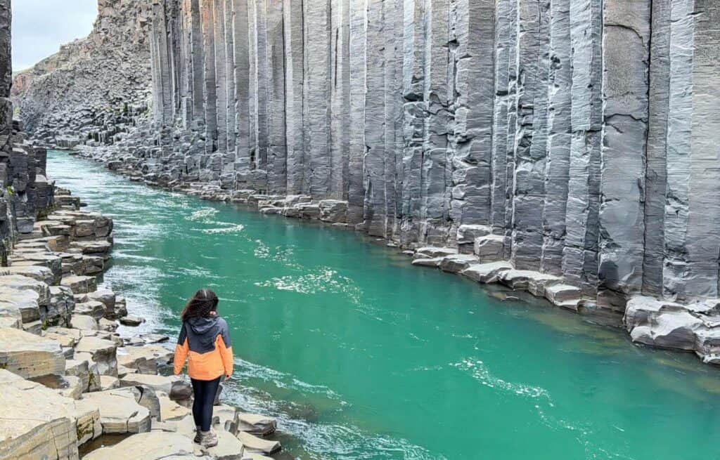The beautiful Studlagil Canyon is a wonderful place to add to a 10-day iceland itinerary