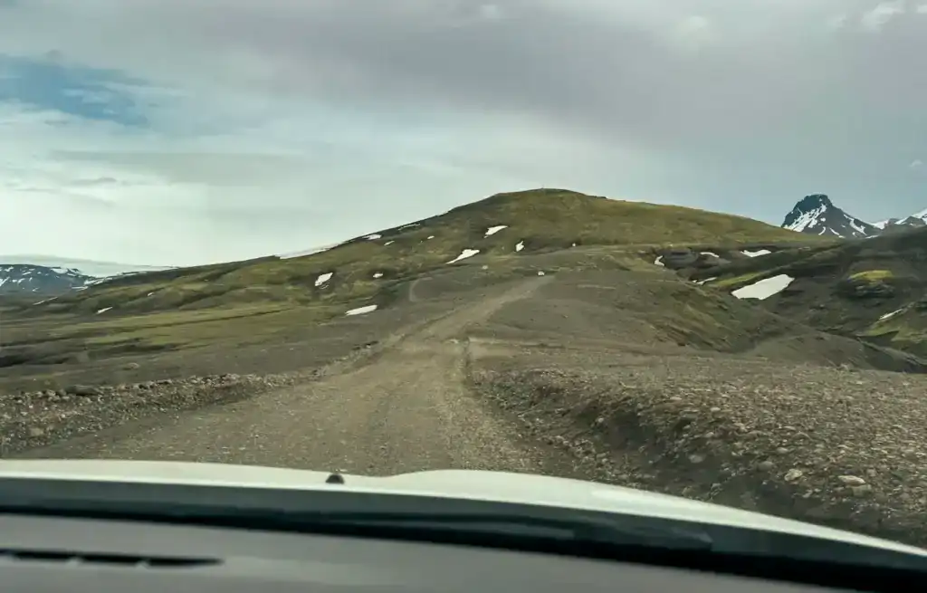 The bumpy gravel road you have to drive to reach Kerlingarfjoll