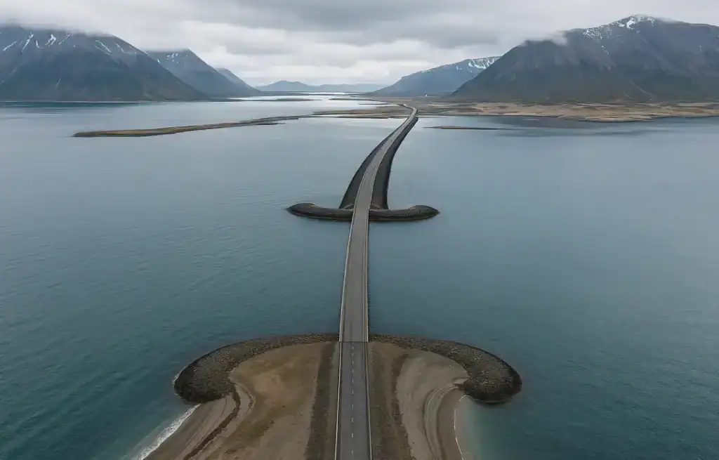 The incredible Kolgrafarfjörður Bridge is one of the best places to visit on the Snaefellsnes Peninsula