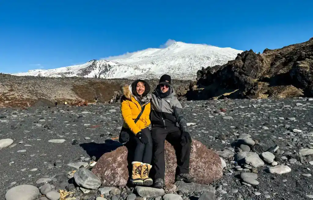 Andrew and I sitting on a beach in the Snaefellsnes Peninsula