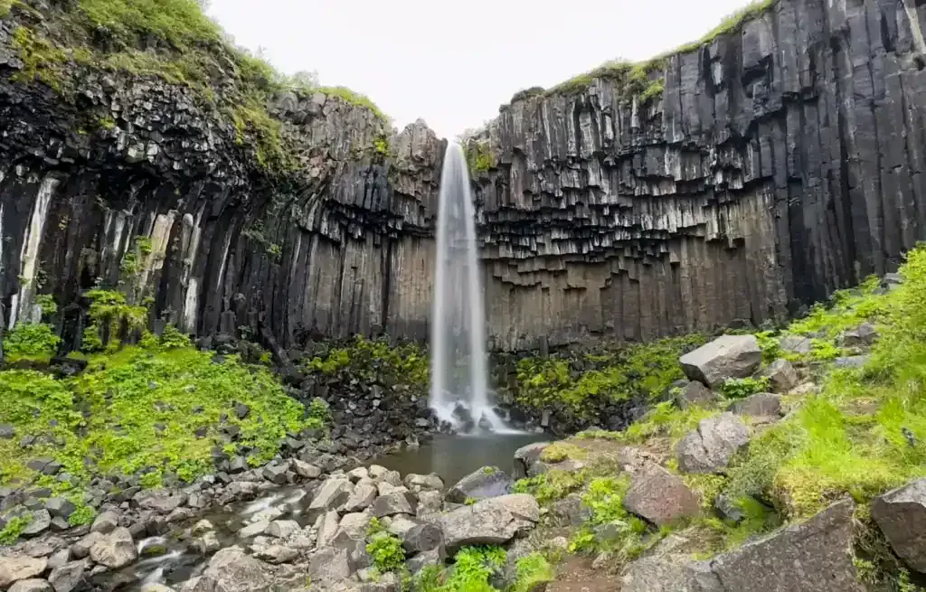 The beautiful Svartifoss waterfall