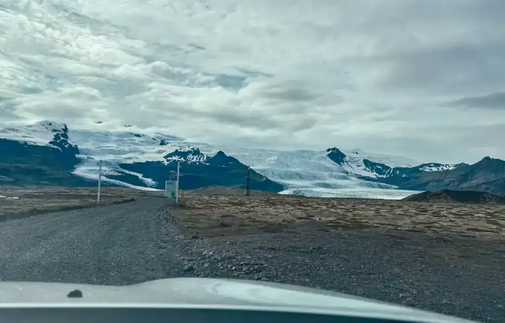 Driving through Vatnajokull National Park in Iceland