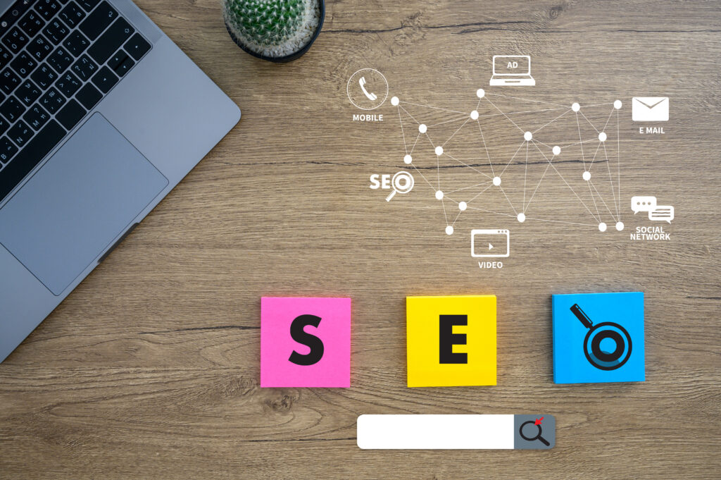 Computer Laptop Searching Engine Optimizing SEO technology conc